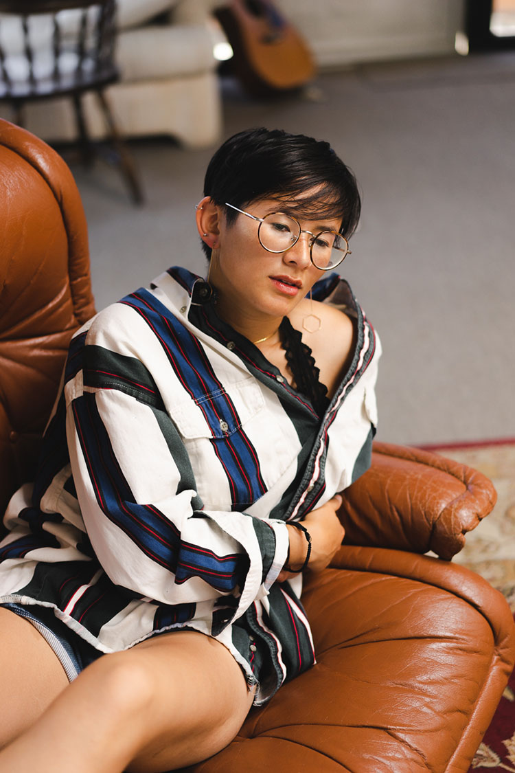 Woman laying on recliner